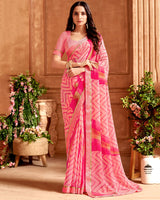 Vishal Prints Pastel Pink Printed Georgette Saree With Fancy Border
