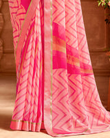 Vishal Prints Pastel Pink Printed Georgette Saree With Fancy Border