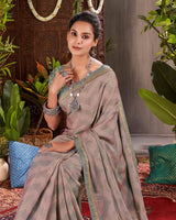 Vishal Prints Light Mauve Designer Fancy Chiffon Saree With Foil Print And Fancy Border