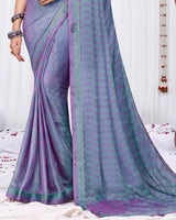 Vishal Prints Pastel Magenta Fancy Chiffon Designer Saree With Fancy Satin Border