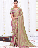 Vishal Prints Pink Fancy Chiffon Designer Saree With Fancy Satin Border