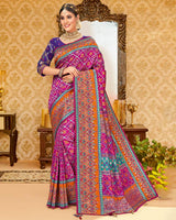 Vishal Prints Dark Fuchsia Art Silk Weaving Saree With Stone Work And Tassel