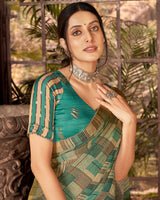 Vishal Prints Fawn Fancy Chiffon Digital Print Saree With Core Piping