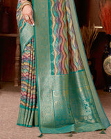 Vishal Prints Rama Green Dola Silk Designer Zari Weaving Saree With Tassel