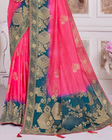 Vishal Prints Violet Red Designer Dola Silk Weaving And Diamond Work Saree With Core Piping