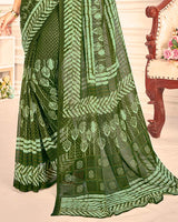 Vishal Prints Green Printed Georgette Saree