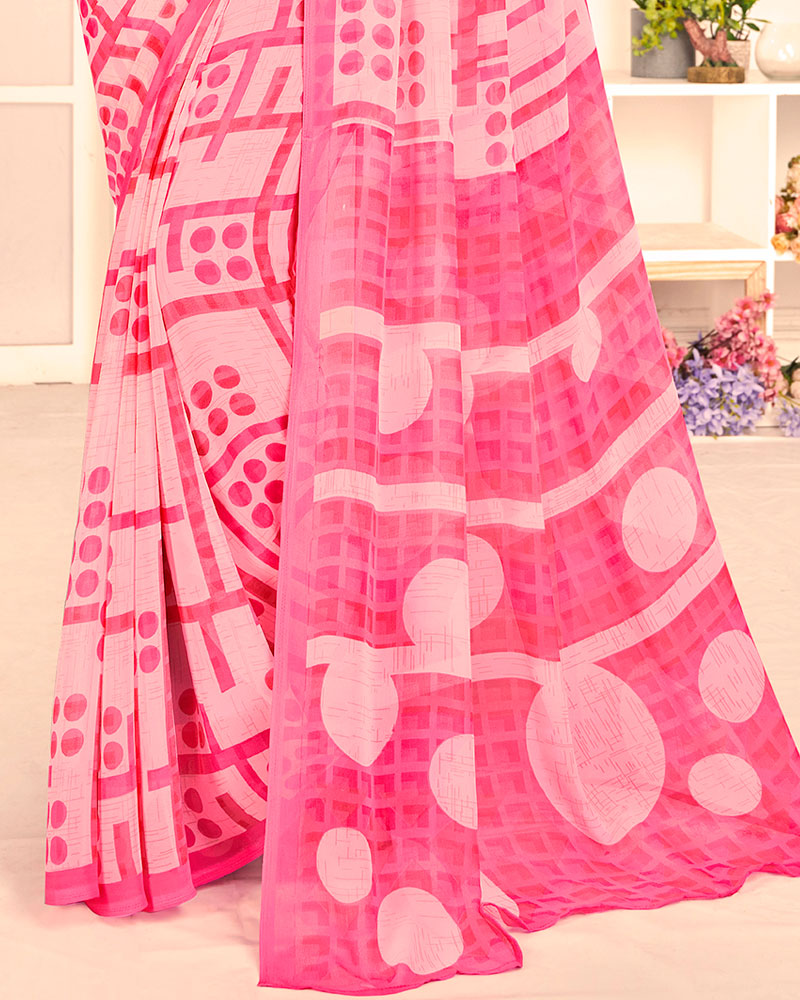 Vishal Prints Pink Printed Georgette Saree