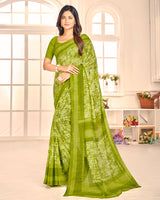 Vishal Prints Mehendi Green Printed Georgette Saree