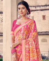 Vishal Prints Blush Pink Digital Print Georgette Saree With Fancy Border