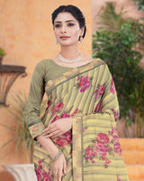 Vishal Prints Yuma Green Printed Fancy Chiffon Saree With Border