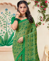 Vishal Prints Jade Green Printed Georgette Saree