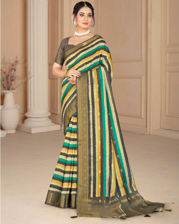Vishal Prints Multi Color Poly Cotton Digital Printed Saree With Tassel