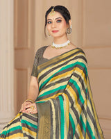 Vishal Prints Multi Color Poly Cotton Digital Printed Saree With Tassel