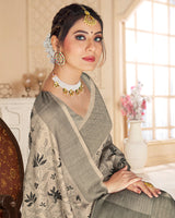 Vishal Prints Pastel Brown Poly Cotton Digital Printed Saree With Tassel