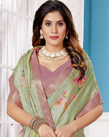 Vishal Prints Turquoise Green Poly Cotton Digital Print Saree With Fancy Border