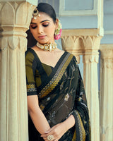 Vishal Prints Black Georgette Saree With Embroidery Work And Border