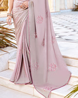 Vishal Prints Light Pink Designer Chiffon Saree