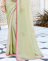 Vishal Prints Pastel Green Designer Chiffon Saree